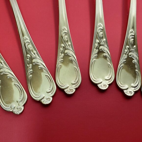 Solingen 6 Teaspoons & 9 Cake Forks 23/24K Gold Plated Stainless-Germany - Picture 4 of 10